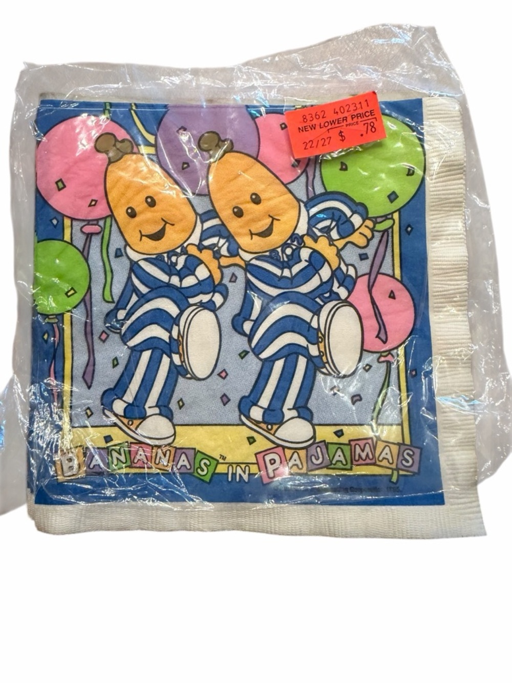 Vintage 90s Bananas in Pajamas Party Napkins Set of 7 SEE LISTING Kids Show
